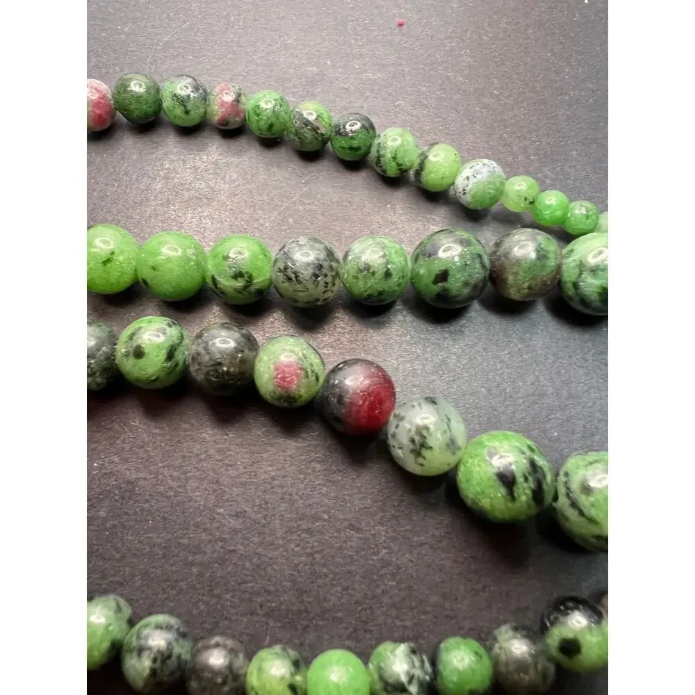 Ruby in zoisite graduated necklace with sterling silver clasp